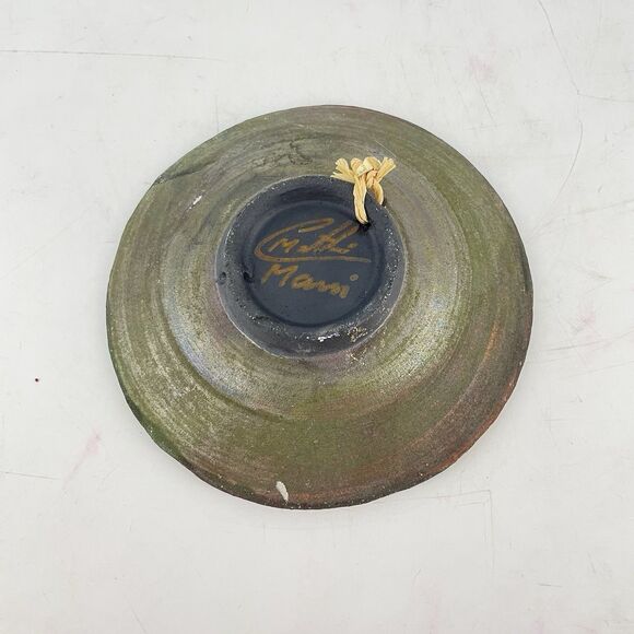 Raku Pottery Sea Turtle Marine Ocean Trinket Dish Signed C Matti Maui 5 1/4” - Picture 4 of 5